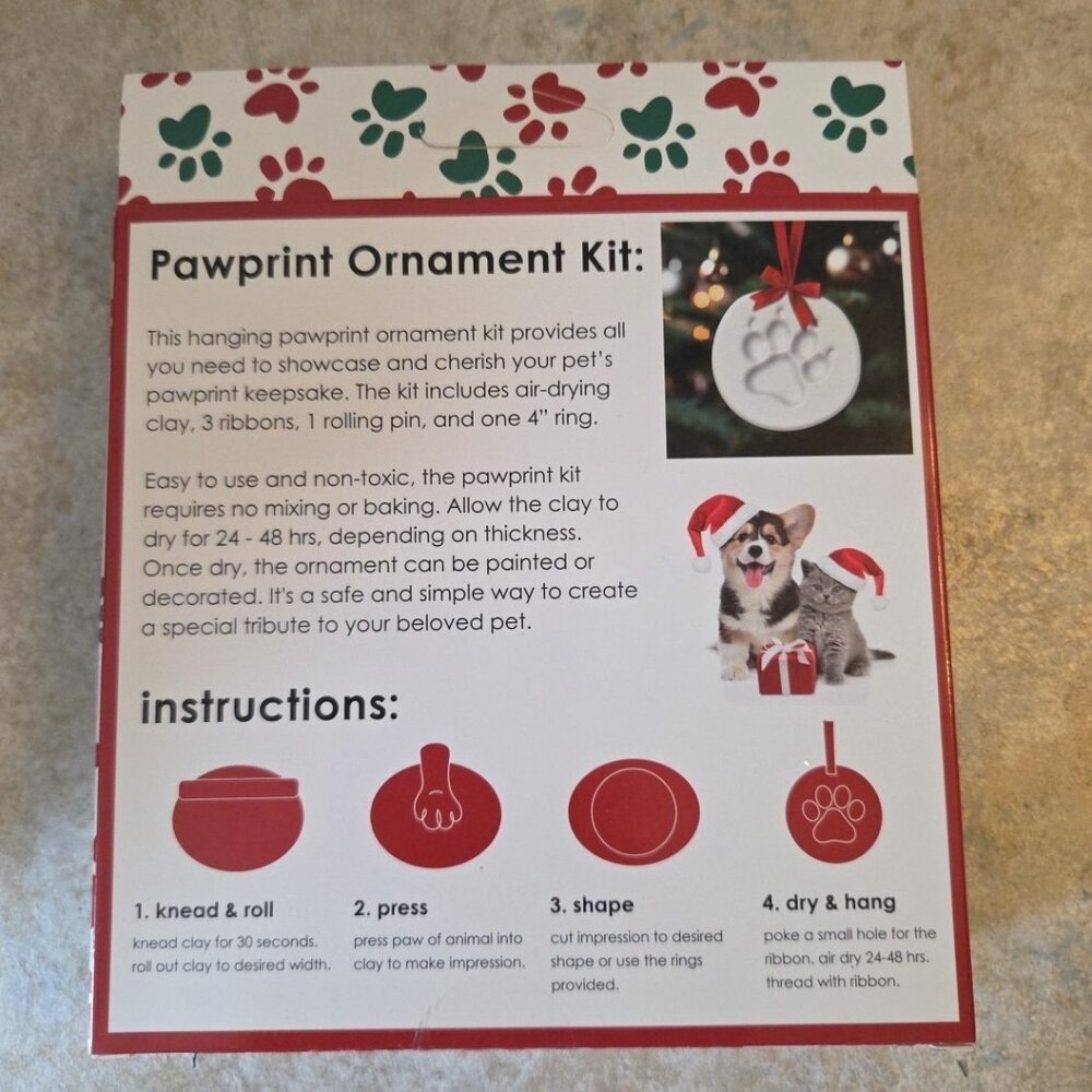 NEW Paw Print Ornament Kit Memory Dog Cat Keepsake Christmas Gift - Picture 5 of 9